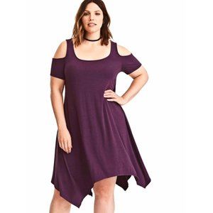 NWT Torrid Purple Cold Shoulder Asymmetrical Dress